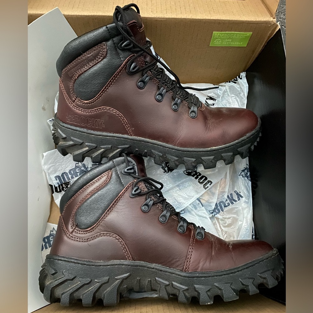 Rocky 6" Tall Brown Hiker Hiking Work Boots Vibram Sole Size 39.5 - Picture 10 of 12